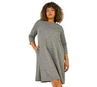Roman Curve Check Print Swing Pocket Dress In Grey Grey 22-24