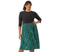 Curve Contrast Skirt Stretch Dress Roman Green 22-24