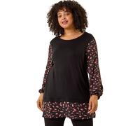 Roman Curve Contrast Stretch Top In Black Black 18