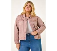 Roman Women's Curve Cotton Denim Jacket in Rose | Size: 22-24 Roman Rose 22-24
