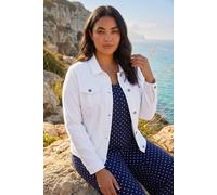 Roman Curve Cotton Denim Jacket In White White 20