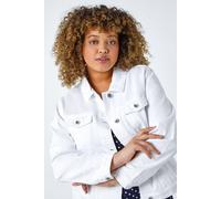 Roman Curve Cotton Denim Jacket In White White 30-32