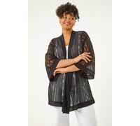 Roman Curve Crochet Knit Cardigan In Black Black 16