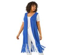 Roman Curve Crochet Knit Tassel Cardigan In Royal Royal 16