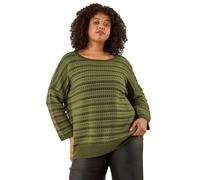 Roman Curve Crochet Stripe Knit In Green Green 20