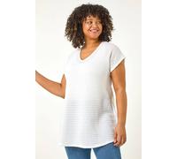 Roman Curve Crochet V-Neck Stretch Top In Ivory Ivory 22-24