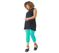 Roman Curve Cropped Elastic Waist Stretch Trouser In Teal Teal 18
