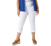 Roman Originals Plus Size Cropped Trousers for Women UK Ladies Curve Capri Leggings Summer Pants Short Crop Stretch 3/4 Length Three Quarter Pedal Pusher Clothes Elasticated - White - Size 30