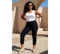 Roman Curve Elastic Waist Cropped Denim Jeggings In Black Black