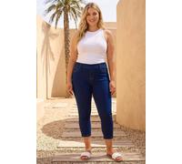 Roman Originals Cropped Jeggings for Women UK Ladies Capri Stretchy Jeans Denim Legging Cotton Summer Trouser Three Quarter 3/4 Length Pull On Cut Off High Waist Smart - Indigo Plus - Size 22