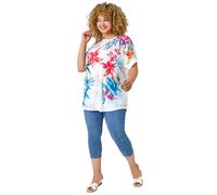 Roman Originals Cropped Jeggings for Women UK Ladies Capri Stretchy Jeans Denim Legging Cotton Summer Trouser Three Quarter 3/4 Length Pull On Cut Off High Waist Smart - Denim Plus - Size 18
