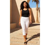 Roman Originals Cropped Jeggings for Women UK Ladies Capri Stretchy Jeans Denim Legging Cotton Summer Trouser Three Quarter 3/4 Length Pull On Cut Off High Waist Smart - White - Size 20