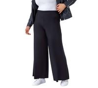 Roman Originals Wide Leg Trousers for Women UK Ladies Palazzo Pants Evening Jersey Elasticated High Waist Smart Flared Culotte Office Work Going Out Loose Crepe Bottoms - Plus Black - Size 22