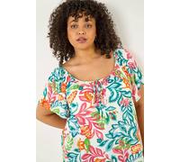 Roman Women's Curve Floral Pom Pom Bardot Top | Size: 18 Roman Multicolor 18