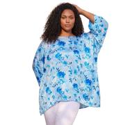 Roman Curve Floral Print Dipped Hem Top for Women UK Ladies Spring Everyday Summer Holiday Round Neckline Comfy Short Sleeves Soft Batwing Shape Shirt Relaxed Fit