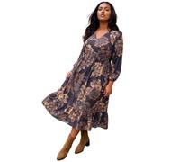 Roman Women's Curve Floral Print Midi Dress in Brown | Size: 20