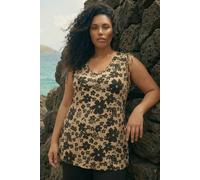 Roman Curve Floral Print Vest Top In Stone Stone