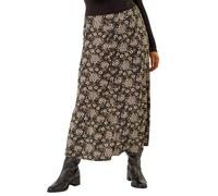 Roman Curve Floral Stretch Midi Skirt In Black Black 18