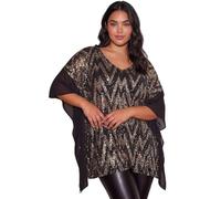 Roman Curve Full Sequin Chiffon Overlay Top for Women UK - Ladies Autumn Everyday Winter Holiday V-Neckline Comfy Short Sleeve Soft Longline Shirt Dinner Date Blouses