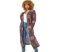 Roman Curve Geo Patchwork Print Longline Kimono In Orange