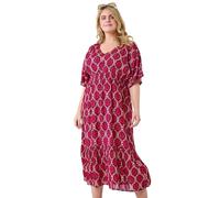 Roman Curve Geo Shimmer Stripe Shirred Midi Dress In Purple Purple 22-24