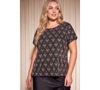 Roman Women's Curve Glitter Embellished Contrast Dress in Bronze | Size: 26/28