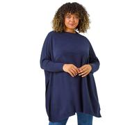 Roman Curve High Neck Cable Knit Poncho In Midnight Midnight 18