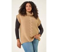 Roman Curve High Neck Tabard Knit Top In Camel Camel