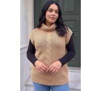 Roman Women's Curve High Neck Tabard Knit Top in Camel | Size: 16 Roman Camel 16