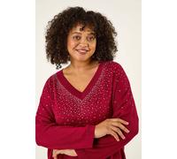 Roman Curve Hotfix Knit Top In Red Red 18