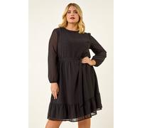 Roman Curve Hotfix Tie Waist Dress In Black Black 18