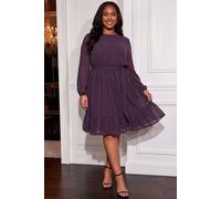 Roman Women's Curve Hotfix Tie Waist Dress in Plum | Size: 18