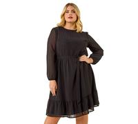Roman Curve Hotfix Tie Waist Midi Dress In Black Black 22-24