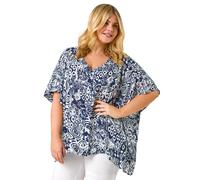 Roman Curve Ikat Print Asymmetric Blouse In Navy Navy 16