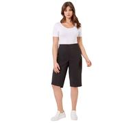Roman Originals Knee Length Shorts for Women UK - Ladies Cropped Capri Stretch Bengaline Pants Crop Trousers Summer Legging Lounge Essentials Elasticated Casual Clothes - Black Plus - Size 26