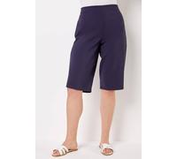 Roman Originals Knee Length Shorts for Women UK - Ladies Cropped Capri Stretch Bengaline Pants Crop Trousers Summer Legging Lounge Essentials Elasticated Casual Clothes - Navy Plus - Size 22