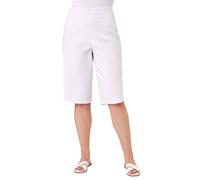 Roman Originals Knee Length Shorts for Women UK - Ladies Cropped Capri Stretch Bengaline Pants Crop Trousers Summer Legging Lounge Essentials Elasticated Casual Clothes - White Plus - Size 26