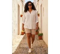 Roman Women's Curve Lace Detail Crinkle Blouse in Ivory | Size: 18 Roman Ivory 18