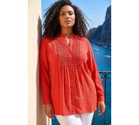 Curve Lace Trim Pintuck Blouse Roman Red 18