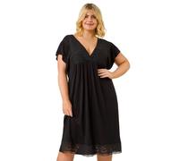 Roman Curve Lace V-Neck Midi Dress for Women UK - Ladies Everyday Holiday Spring Summer V-Neckline Comfy Soft Evening Vacation Work Party - Black Plus - Size 18