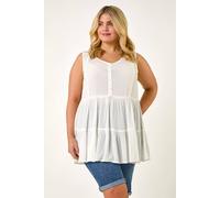 Curve Lace Woven Button Vest Roman Ivory 22-24