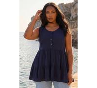 Roman Women's Curve Lace Woven Button Vest in Navy | Size: 18 Roman Navy 18