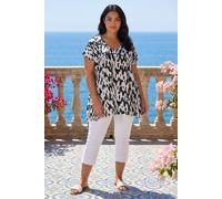 Roman Women's Curve Ladder Printed Top in Black | Size: 20 Roman Black 20