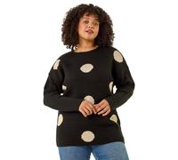 Roman Curve Large Spot Knit Jumper In Black Black 30-32
