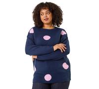 Roman Curve Large Spot Knit Jumper In Navy Navy 20