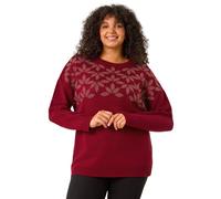 Roman Curve Leaf Print Sparkly Knit Jumper In Red Red 22-24