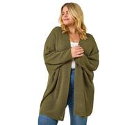 Roman Curve Light Weight Knit Cardigan for Women UK - Ladies Everyday Holiday Spring Summer Comfy Soft Evening Vacation Work Party - Khaki Plus - Size 22