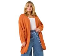 Roman Curve Light Weight Knit Cardigan for Women UK - Ladies Everyday Holiday Spring Summer Comfy Soft Evening Vacation Work Party - Orange Plus - Size 20