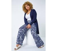 Curve Linear Elastic Waist Palazzo Trousers Roman Navy 30-32