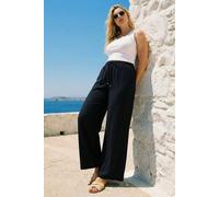 Roman Curve Linen Mix Trousers In Black Black